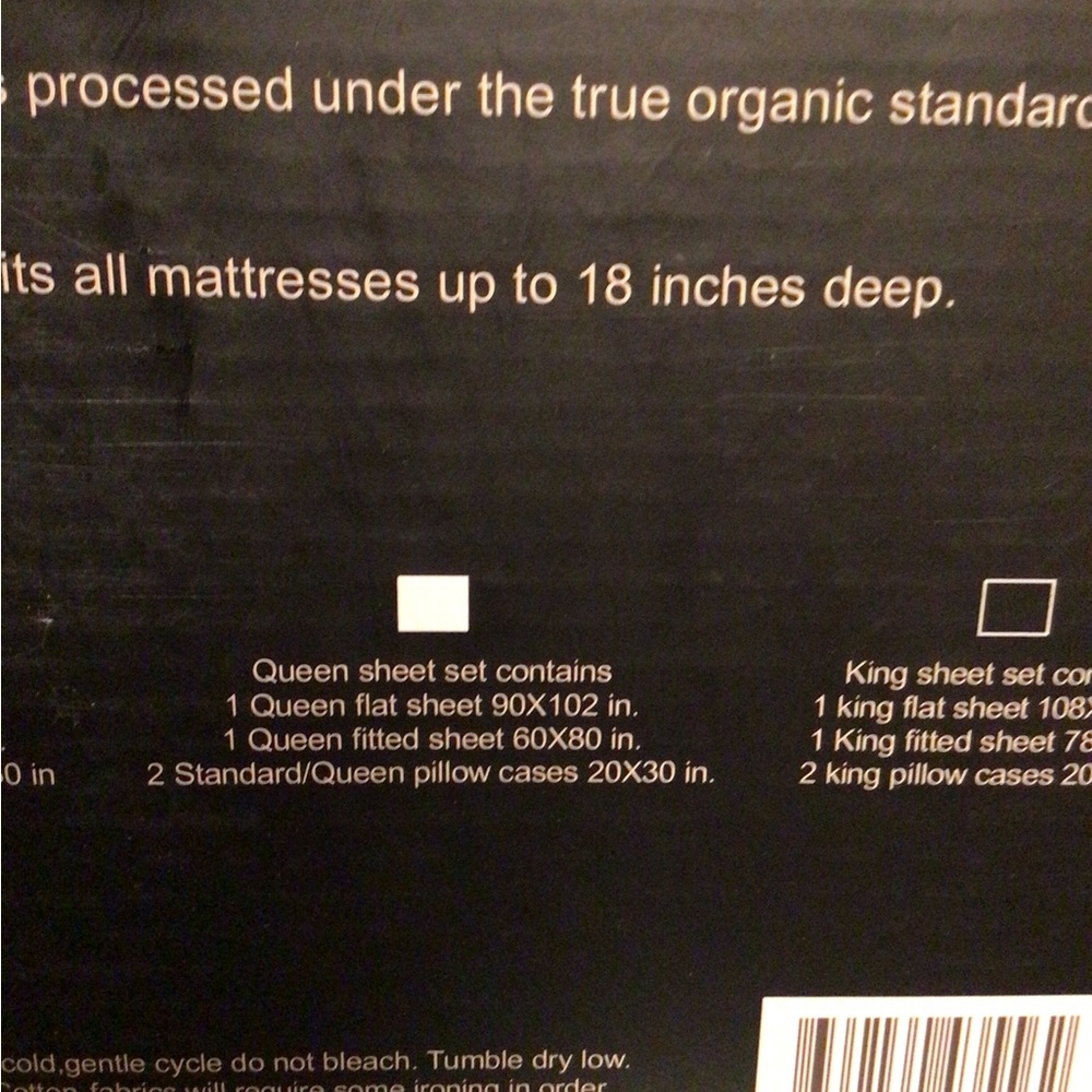 Organic Basics Black and White 2000 Organic Cotton Touch Queen 4pc Sheet Set - Picture 3 of 3